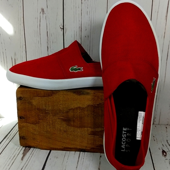 Lacoste Mens Red Marice Canvas Loafer 